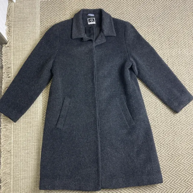 Anne Klein Wool Mohair Overcoat Women's Long Coat Size 8 Medium Black/Gray