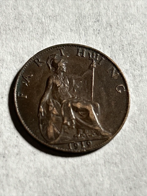 1919  Great Britain Farthing Coin EF Extra Fine Condition Nice Coin See Pics 23