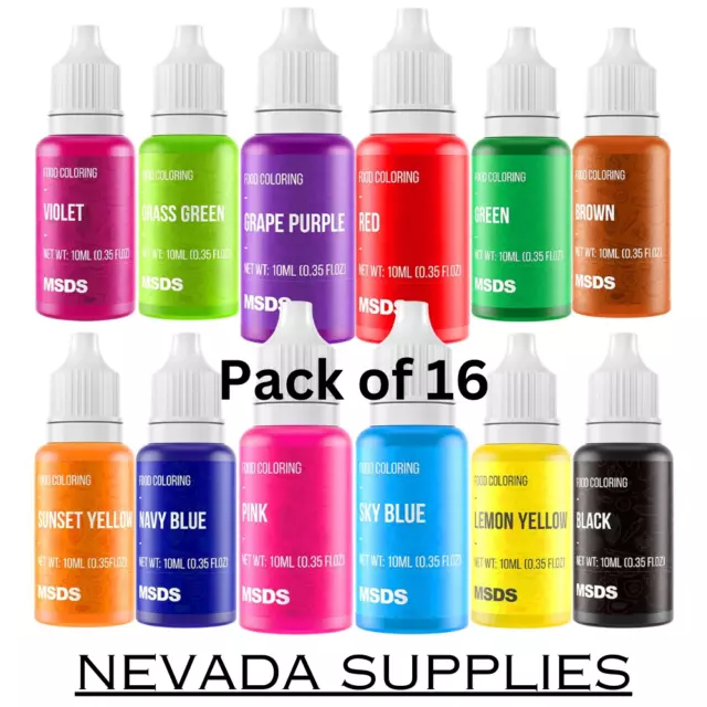 Food Coloring Cake Decorating Set 12 Vibrant Color Food Grade Dye Liquid 0.35 Fl