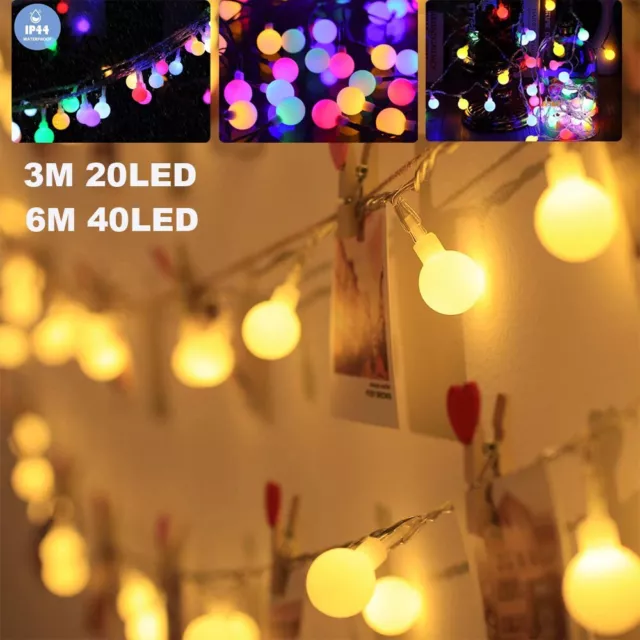 Battery Operated LED Globe String Lights Party Christmas Decor Ball Fairy Lights