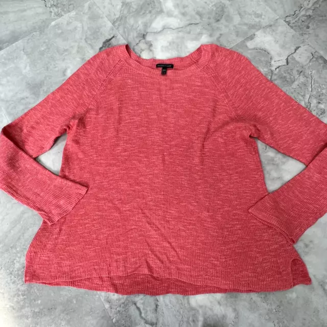 Eileen Fisher Womens Size XL Xlarge Coral Pink Organic Linen Cotton Knit Top