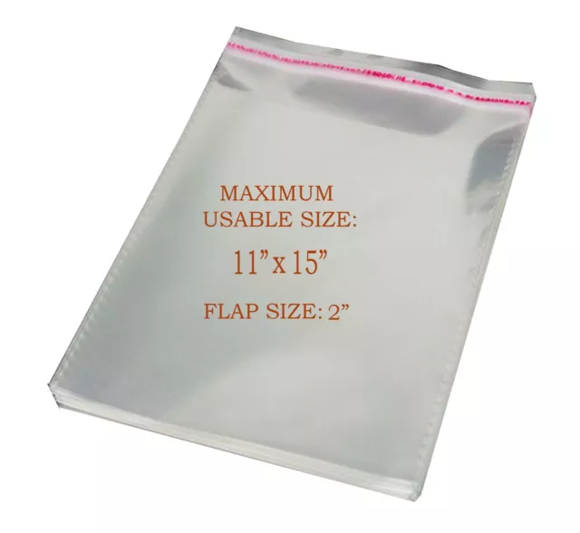 11 x 15'' Resealable OPP Clear Poly Bag Cellophane Various Sizes High Quality UK