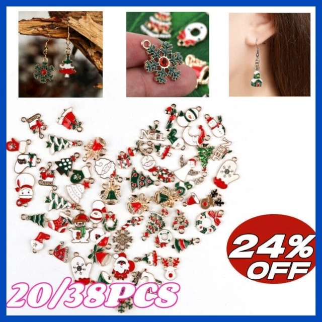 20/38× Weihnachten Charms Anhänger Emaille Weihnachten Schmuck Ohrringe Armbänder Mix