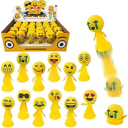 24 PCS Jumping Emoji Popper Spring Launchers Toy Bouncy Party...
