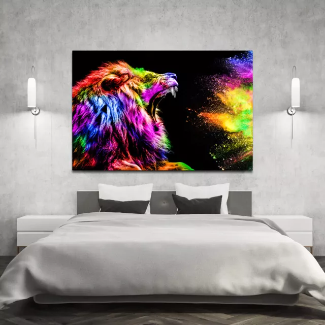 Leinwand Bild Xxl Abstrakt Löwe Lion Natur Deko Wandbilder Kunstdruck Canvas