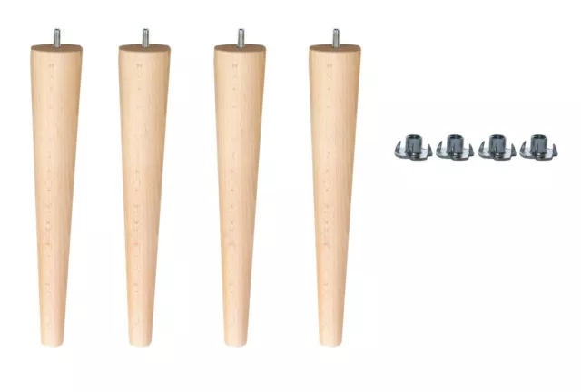 4x Wooden Furniture Tapered Legs 12'' Lacquer Beech Feet For Table Chair Stool