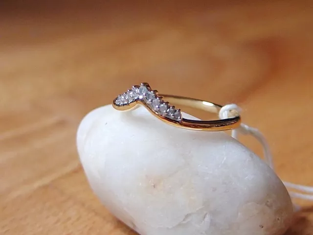 Original Diamant Wunschknochen Tiara Ring in 18K vergoldet Sterlingsilber Größe K 2