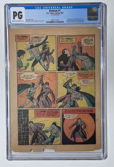 Batman #1 CGC NG (Page 31 Only) 1st App. The Joker - Batman Fight Page 1940