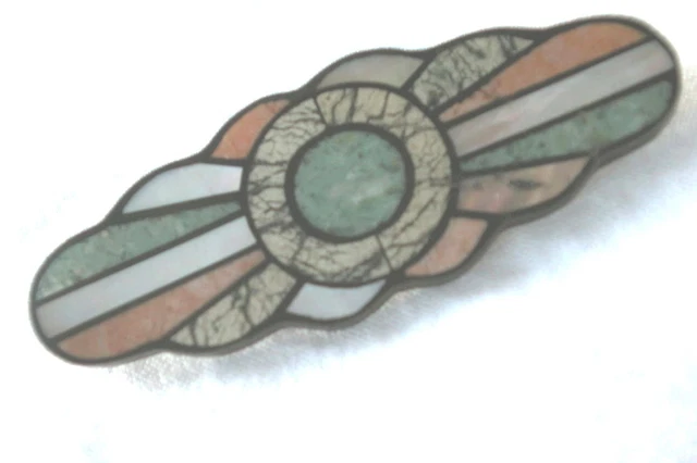 Broche Fantaisie Ancienne En Nacre Et Autres Matériaux - Bijou Vintage Occasion