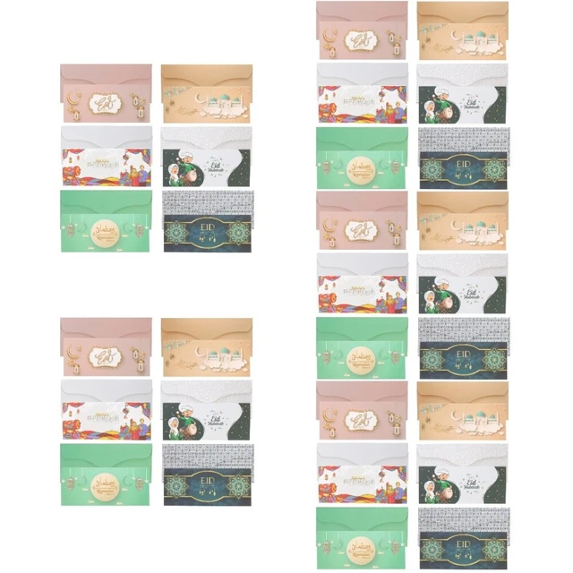 30 PCS Colorful Multipurpose Decorative Paper Empty Eid Mubarak Envelopes