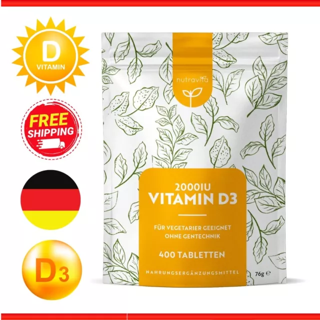 Vitamin D 2000 I.E 400 Sonnenvitamin D3 Tabletten Hochdosiert Immunsystem Winter