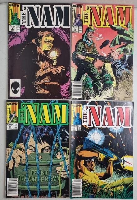 Lot of 4 Vintage Marvel The Nam Comics 1987-89 Vol #1 Issues 8, 14, 25, 28