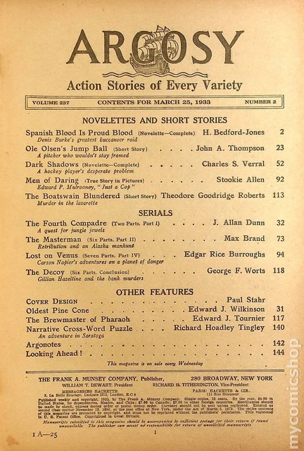 Argosy Part 4: Argosy Weekly Mar 25 1933 VG- 3.5 3