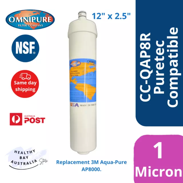 2 Pack - Cc-Qap8R Puretec Quick Change Compatible Carbon  Filter