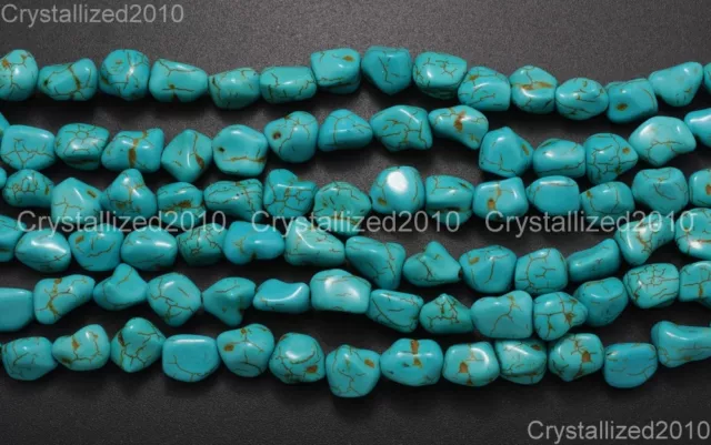 Blue Howlite Turquoise Gemstone 12mm Freeformed Nugget Spacer Loose Beads 16''