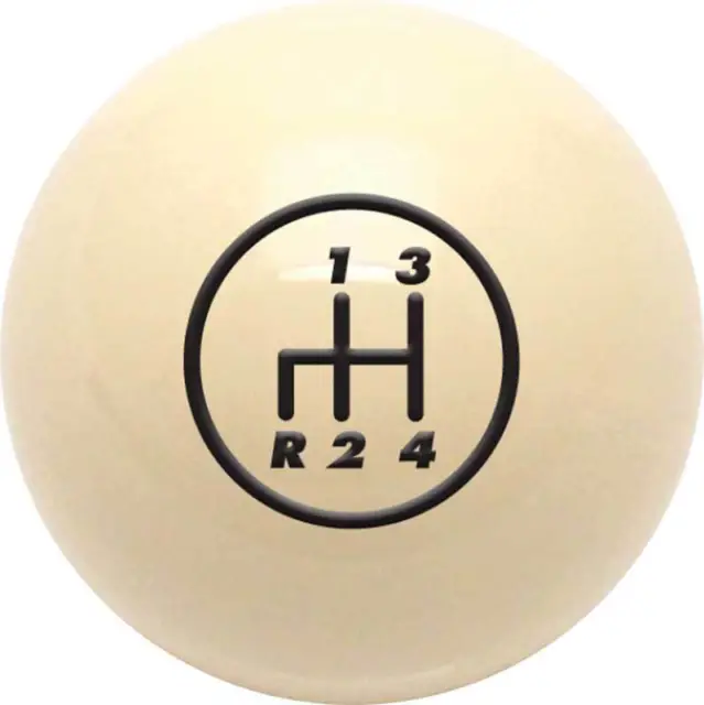 Cue Ball 4 Speed Shift Knob with Pattern (Reverse Lower Left)