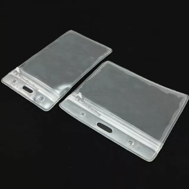 ID Card Holder Plastic Card badge ZIP Waterproof Horizontal Vertical Clear