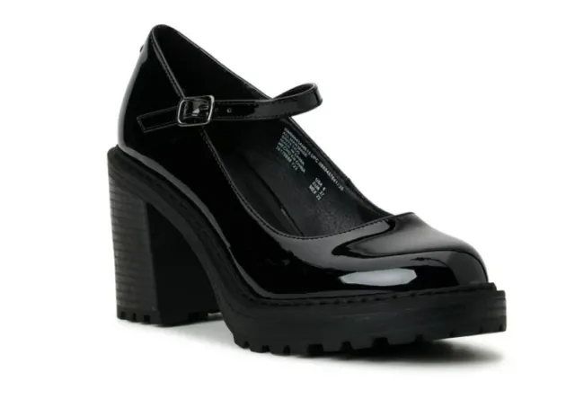 Madden NYC Womens Platform Lug Heel Mary Janes Black Comfort Shoe OPEN BOX, Sz 9