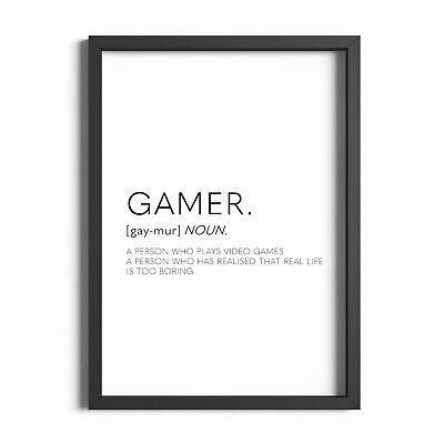 Gamer Definition Gaming Print Boys Bedroom Funny Wall Art Decor Prints Gifts