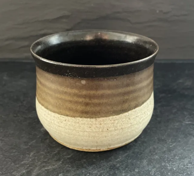 Vintage Hand  Thrown Studio Pottery Sugar Salt Bowl/Pot/beaker/vase/Brown Glaze
