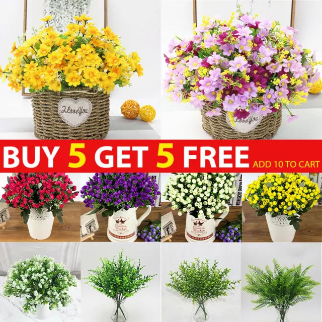 Artificial Silk Flowers Bunch Wedding Party Home Grave Outdoor Bouquet Decor UK