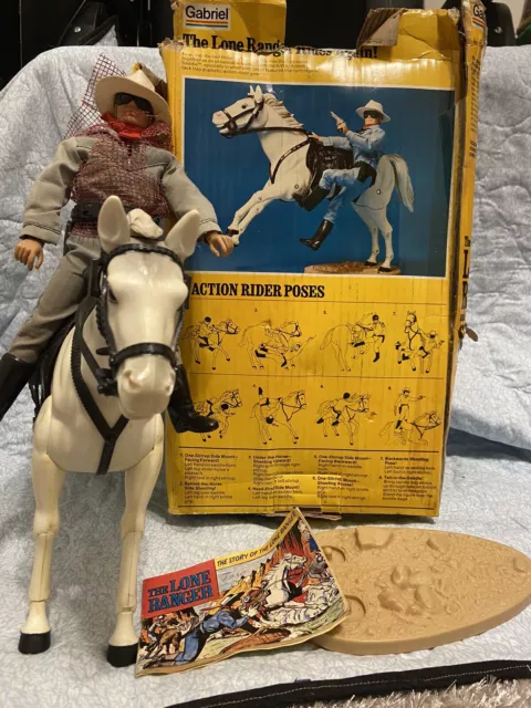 Vintage Gabriel Lone Ranger Action Figure And Horse Silver Original Box