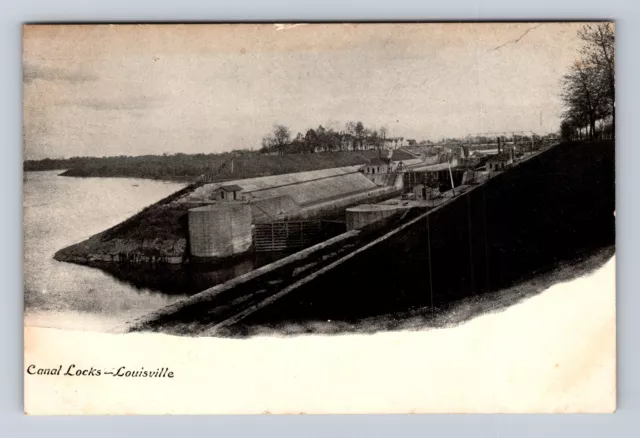 Louisville KY-Kentucky, Canal Locks, Antique, Vintage Souvenir Postcard