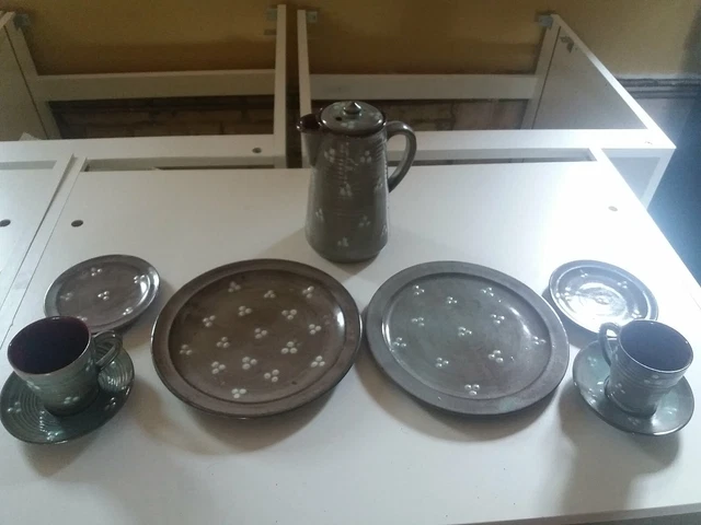 Handmade Studio Pottery tea/coffee set  . 9 pieces.