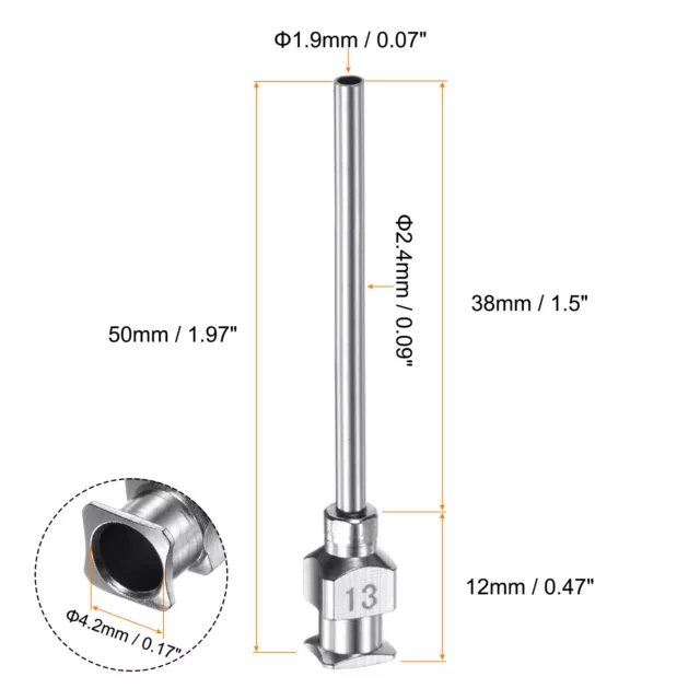 10pcs 13G Stainless Steel Needle Distribution 1 1/2" Needle Glue Foamed Tube 2