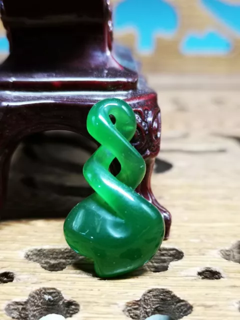 Amazing Fine Marvellous Spinach Green Jade Hollow Out Carved Rotary Pendant C78