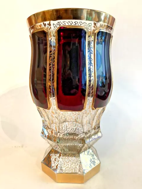 Franz Heide Böhmen Pokal Pokalglas Becher Ranftbecher Böhmen rot rubinrot 16cm