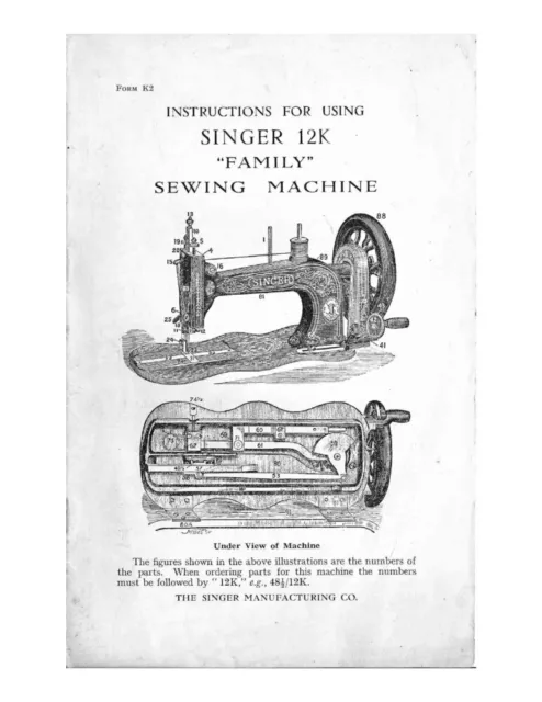Singer 12K Sewing Machine/Embroidery/Serger Owners Manual Reprint