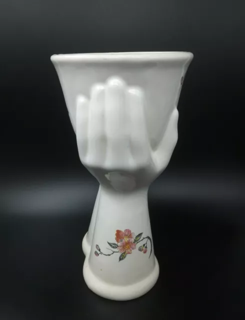 Vintage Hands Vase 1970s Faianta Sighisoara Romanian Hand Painted