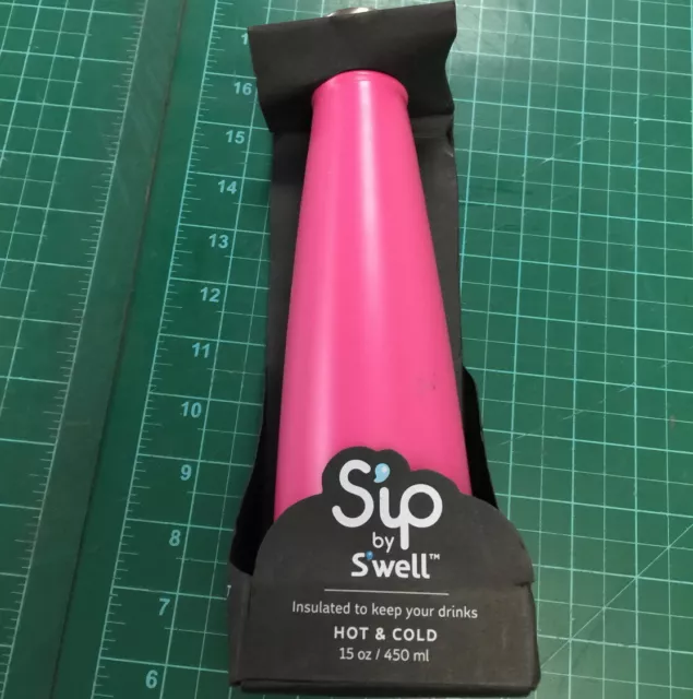 Sip By Swell Insulated Stainless Steel Water Bottle 15oz 450ml Cold Hot Pink