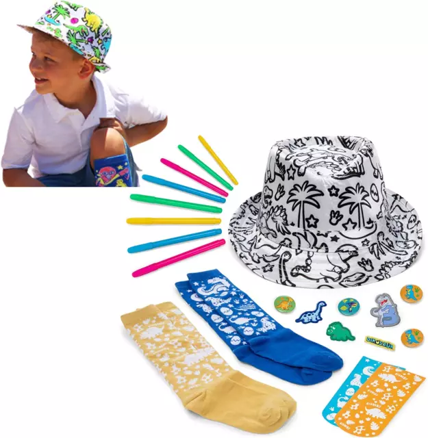 Color-Your-Own ,Toddler Fedora-Boys-Hat , Dinosaur-Hat, Arts and Crafts for Kids