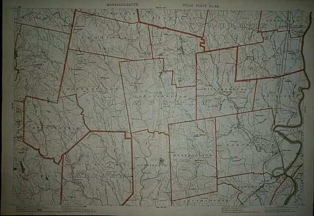 1891 Massachusetts Railroad & Township Map ~ FLORIDA - SHELBURNE - CHARLEMONT