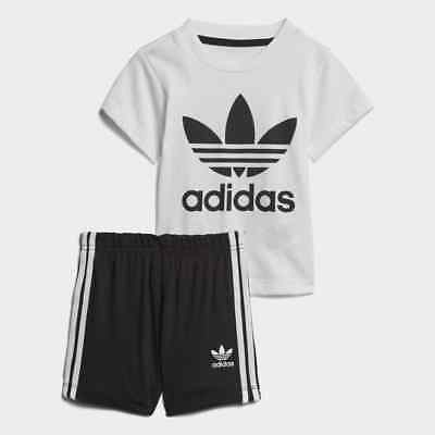 Adidas Originali Neonato Trifoglio T-Shirt Set Pantaloncini Unisex Bambino Nero/