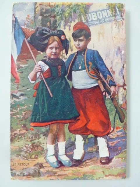 Antique Postcard Cpa Dubonnet 1915 Ww1 14 18 Le Return Alsace Lorraine