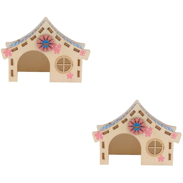 4 Pcs Hamsterhaus Hölzern Kleines Tierversteck Zubehör Für Kleintierhaus