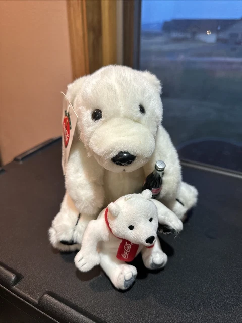 Vintage Coca-Cola Polar Bears Set Advertising Plush Collectible Stuffed Animal