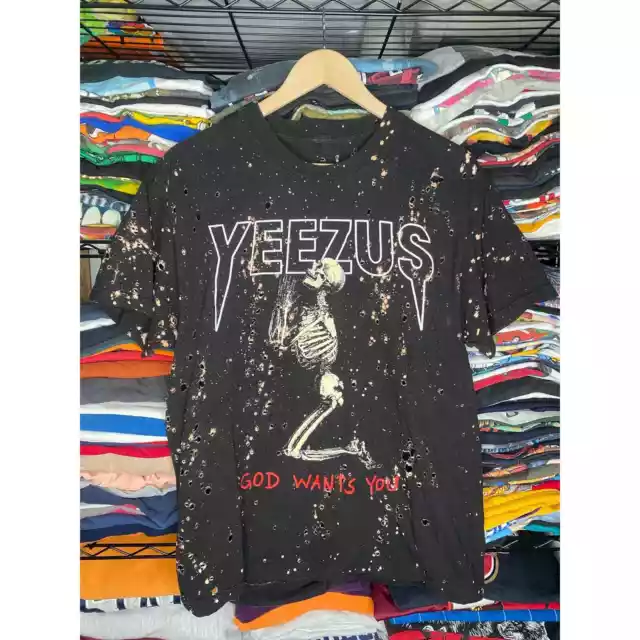 Yeezus God Wants You Skeleton Praying Kanye West Large T-Shirt