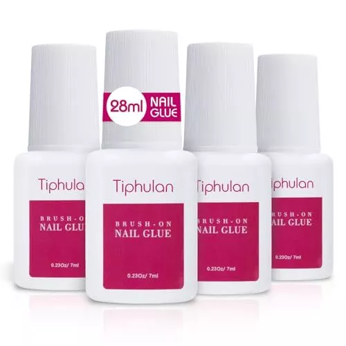 TIPHULAN 4 Bottles Super Strong Nail Glue for Press On Nails Acrylic Nails New