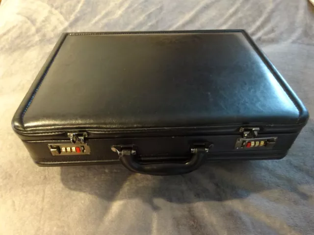 SAMSONITE BLACK LEATHER Expandable Bottom Attache Briefcase Laptop Pre ...
