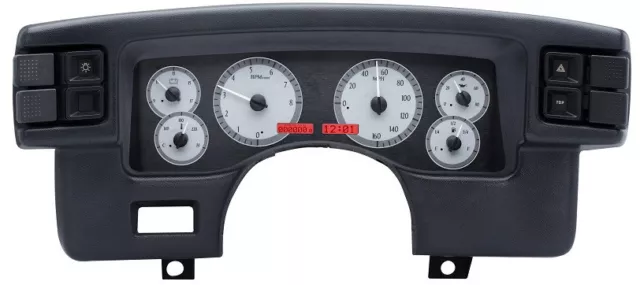 Dakota Digital 90-93 Ford Mustang Analog Gauge System Silver Red VHX-90F-MUS-S-R