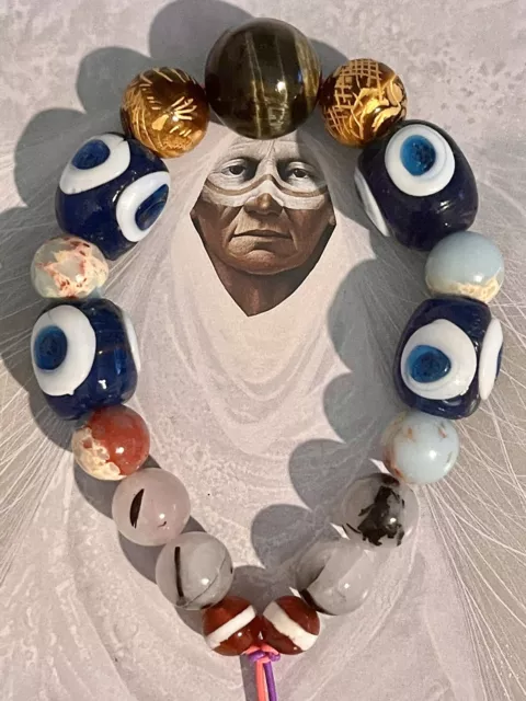 Native American Old Trade Bracelet, Plains Indian Beads,TigerEye,Jasper,QuartZ 2