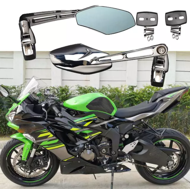 Chrome Motorcycle Rear View Side Mirrors For Kawasaki Ninja ZX14 ZX6 ZX6R ZX10R