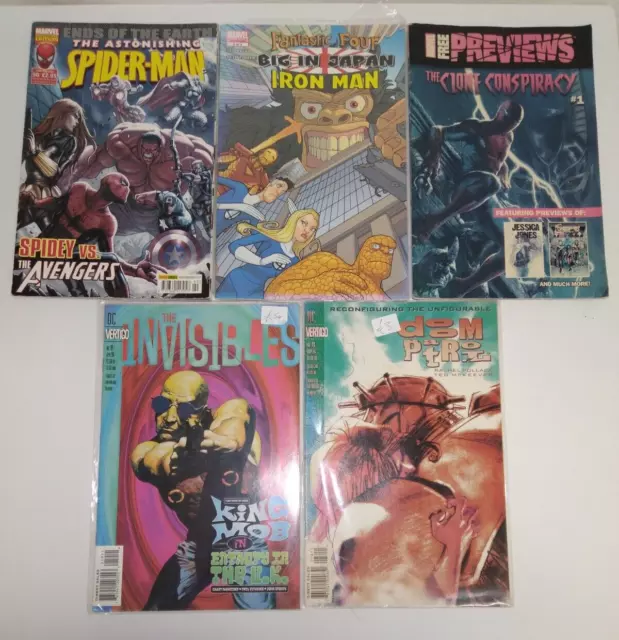 Lot of x5 Marvel /DC Comics ~Doom Patrol/ Invisibles / Fantastic Four/Spider Man