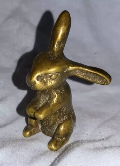 Kaninchenfigur Antik Alt Gold Kronleuchter Vintage Massiv Messing Käfer Hase Hase Niedlich 2