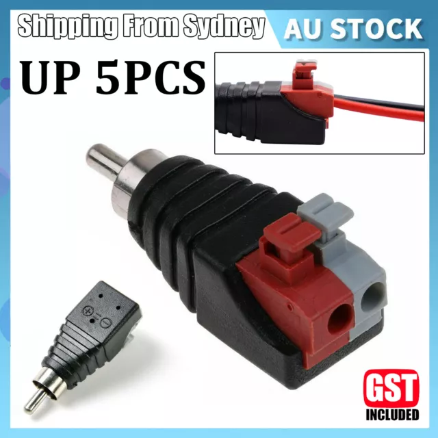 Bulk Speaker Wire A/V Cable to Audio Male RCA Connector Adapter Jack Press Plug