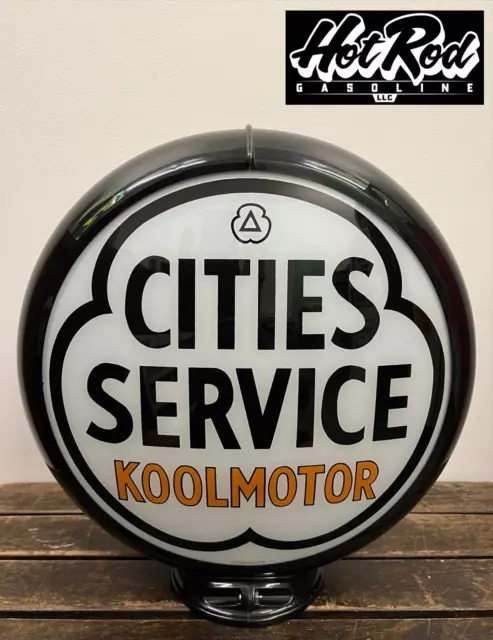 CITIES SERVICE Koolmotor Reproduction 13.5" Gas Pump Globe - (Black Body)